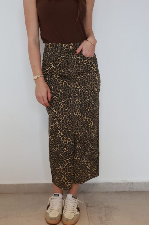 LEOPARD DENIM SKIRT