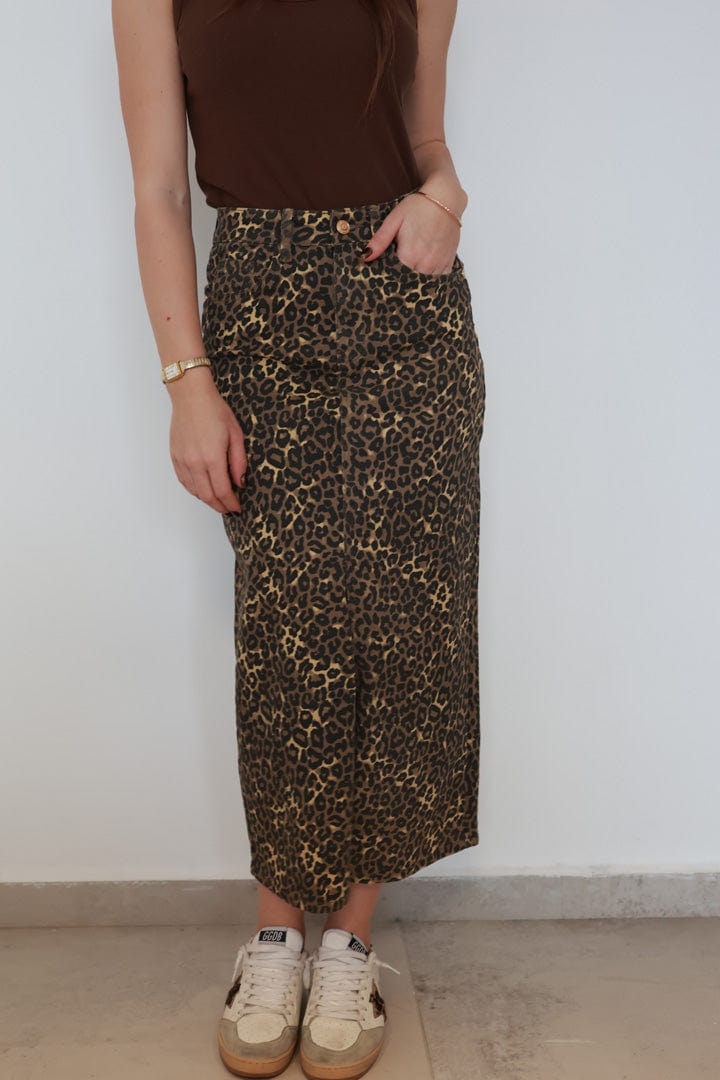 LEOPARD DENIM SKIRT