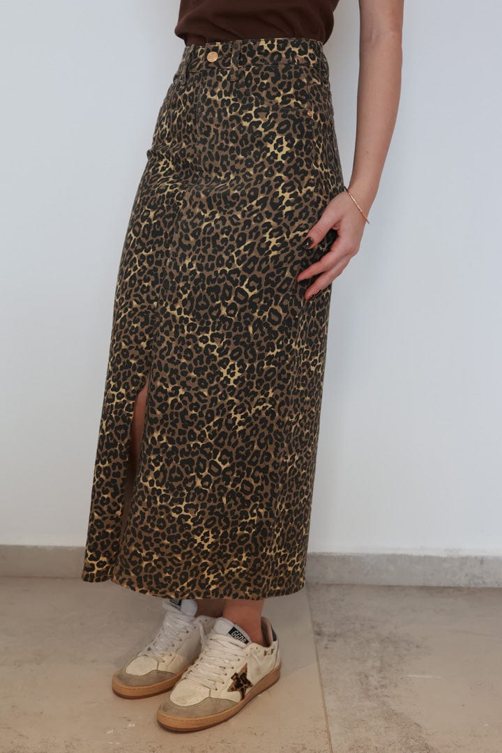LEOPARD DENIM SKIRT