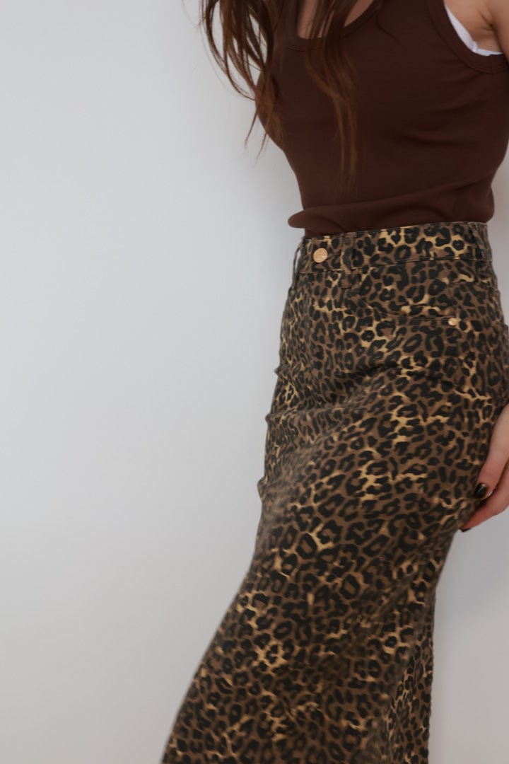 LEOPARD DENIM SKIRT