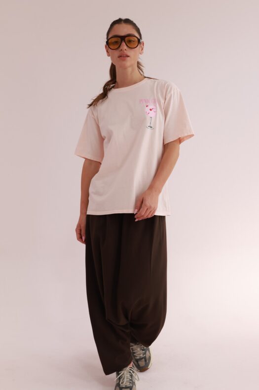 PINK GIN PRINT TEE SHIRT