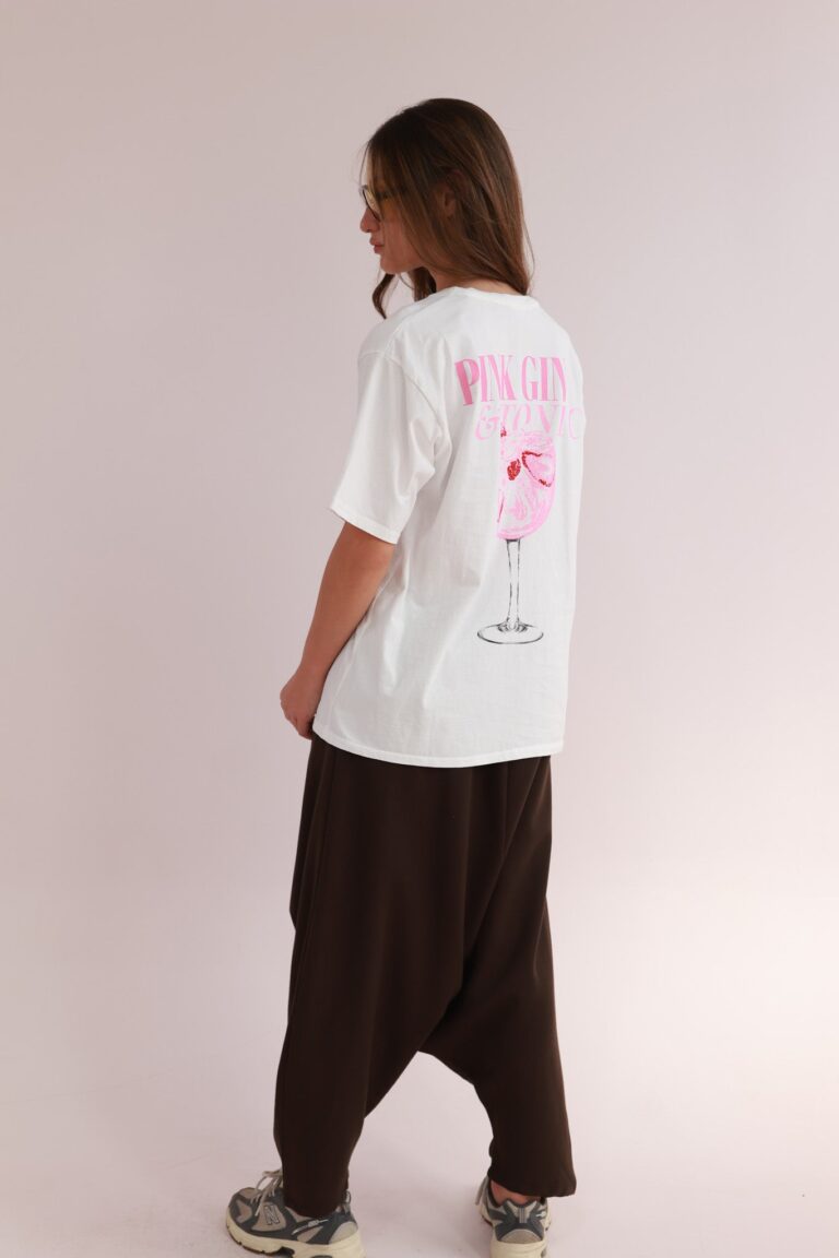 PINK GIN PRINT TEE SHIRT