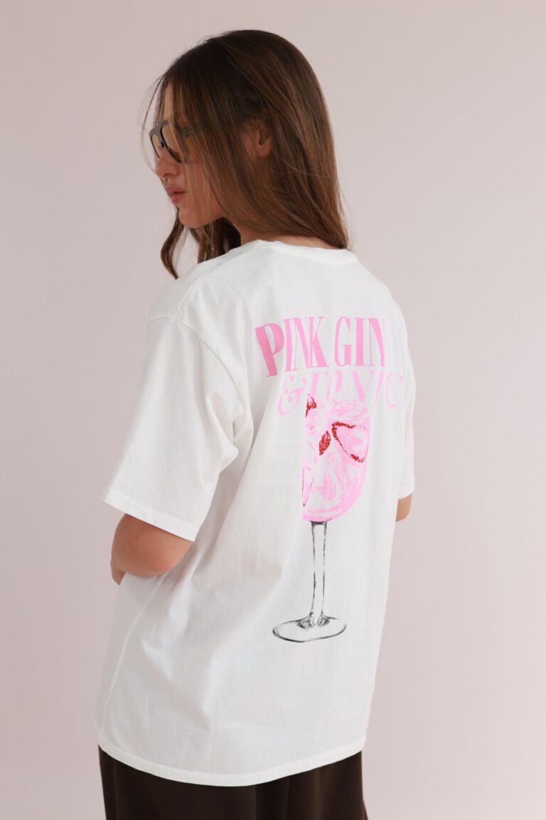 PINK GIN PRINT TEE SHIRT