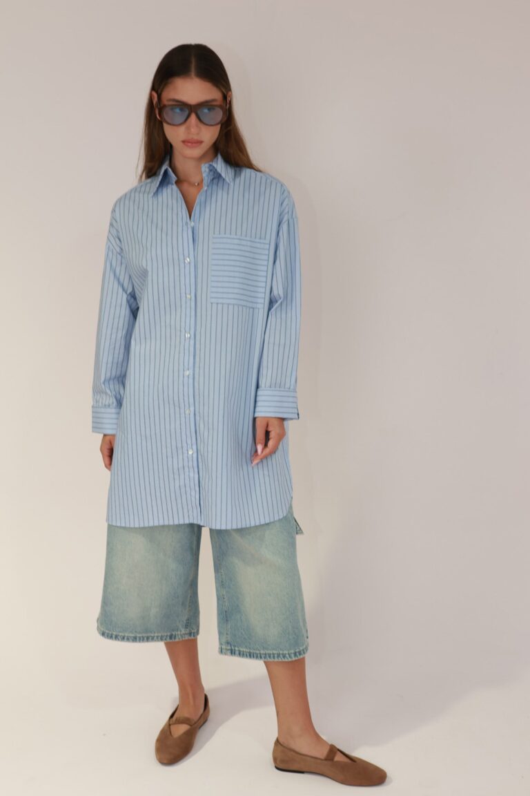 LONG STRIPED POPELINE SHIRT