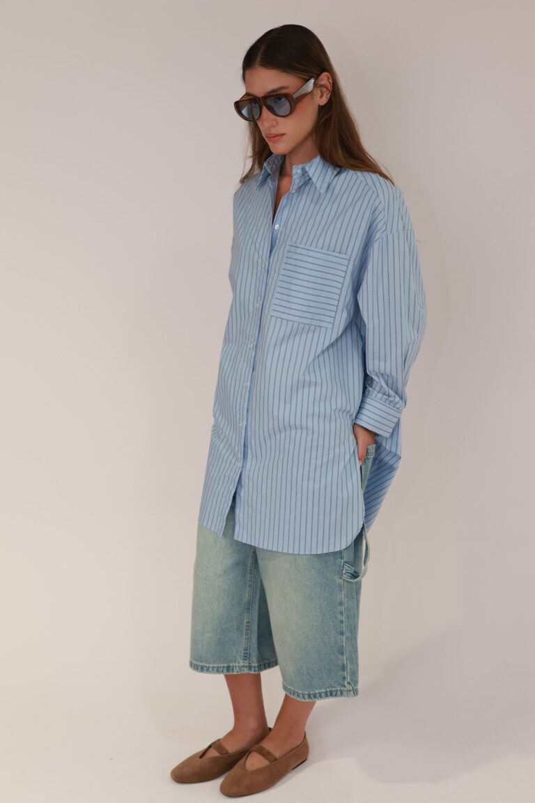 LONG STRIPED POPELINE SHIRT