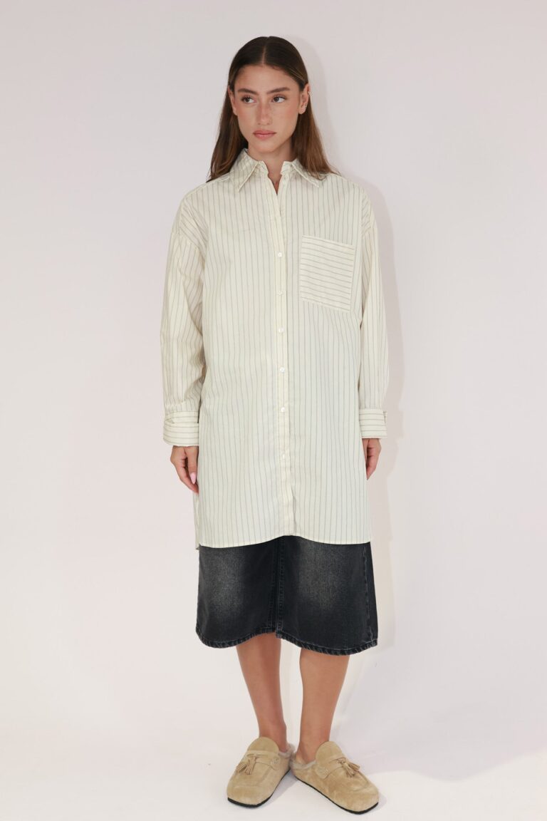 LONG STRIPED POPELINE SHIRT
