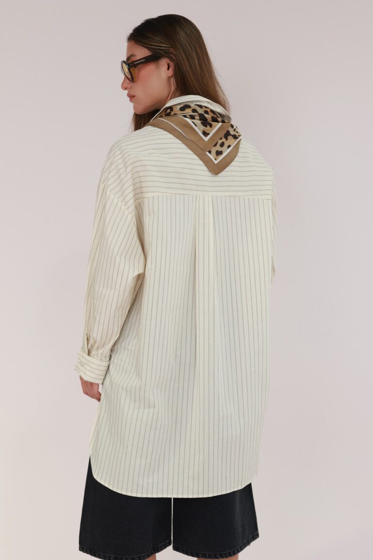 LONG STRIPED POPELINE SHIRT