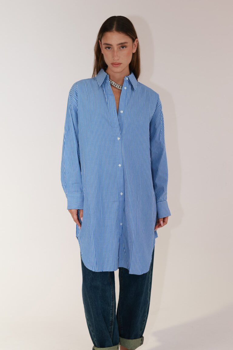 STRIPED BUTTON SHIRT LONG