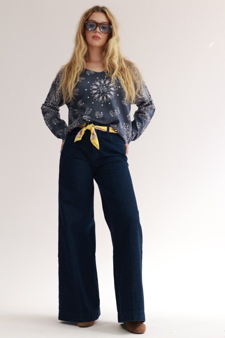 V CASHMERE PRINT KNIT