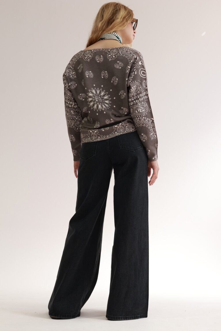 V CASHMERE PRINT KNIT