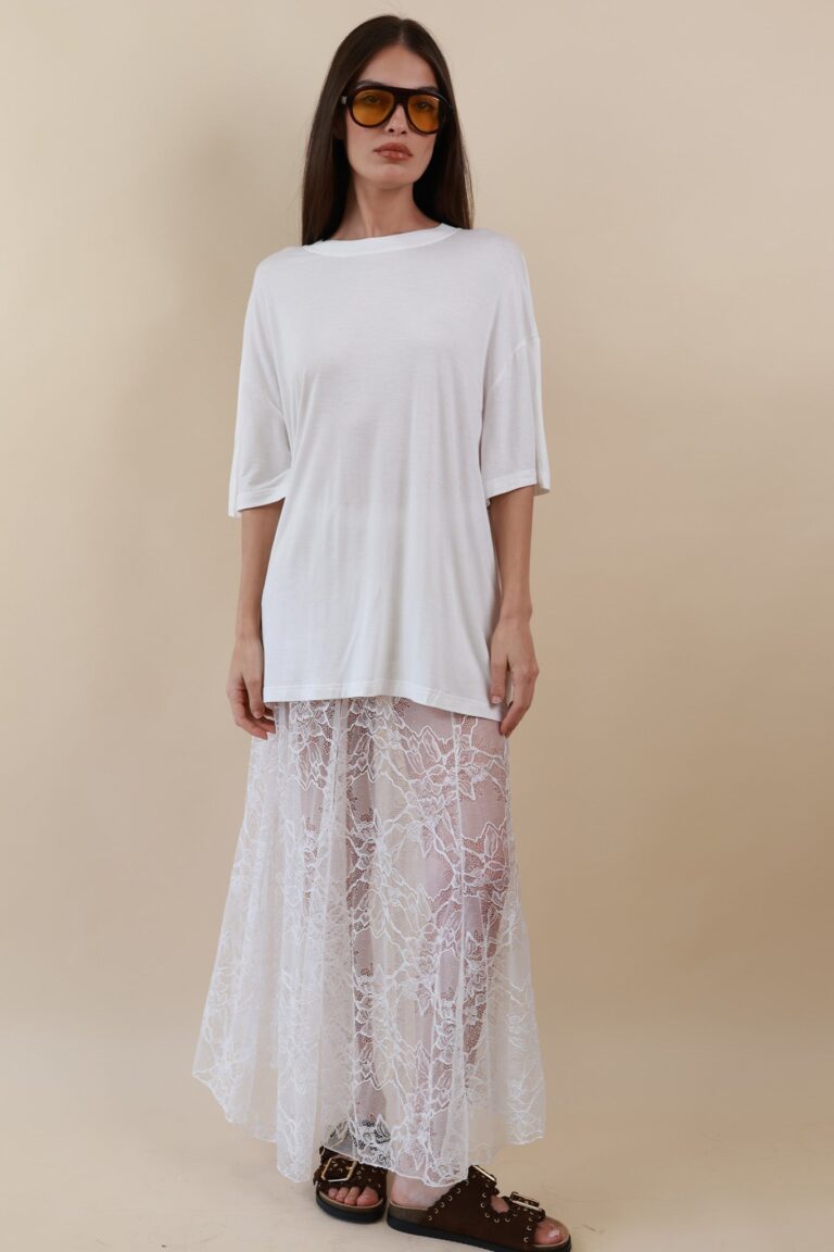LACE SKIRT TRANSPARENT - white