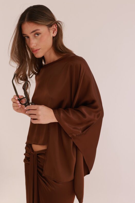 ASYMETRICAL SATIN BLOUSE