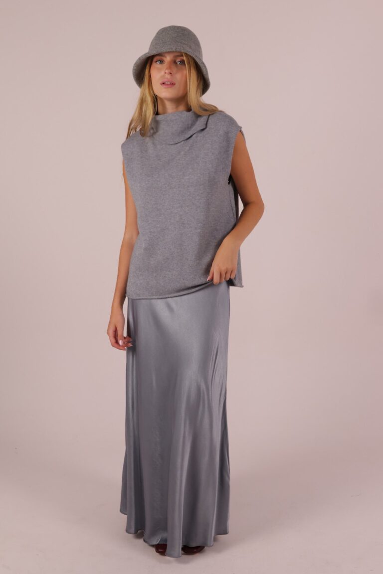 STRAIGHT MIDI SATIN SKIRT