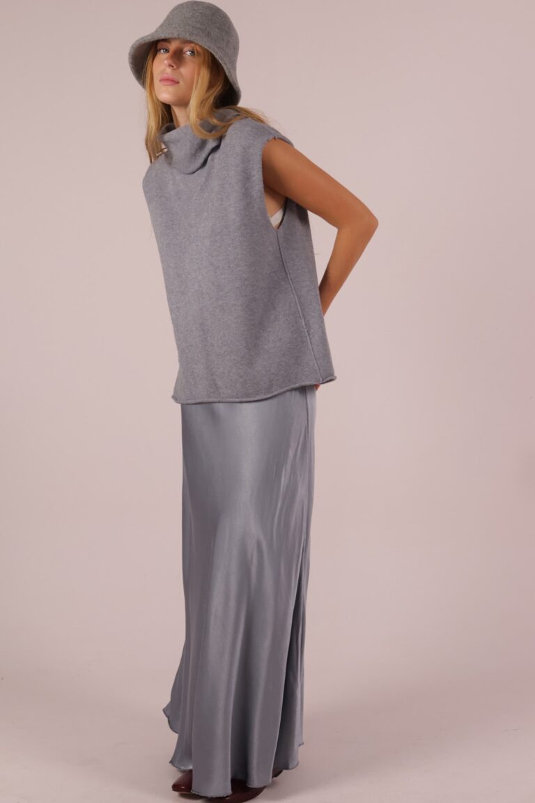 STRAIGHT MIDI SATIN SKIRT